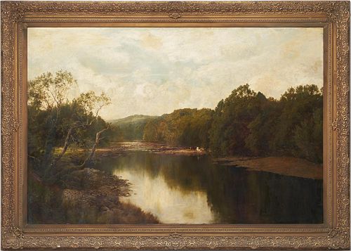 John Clayton Adams Large O/C Landscape, Royal Academy Exhibited