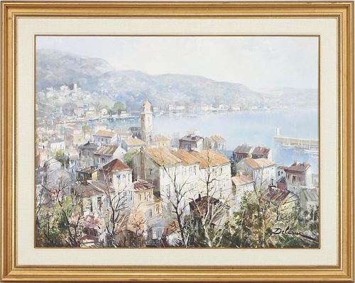 Lucien Delarue O/C Painting, Port de Villefranche, France