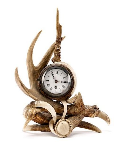 Black Forest Animal Horn Mantel Clock