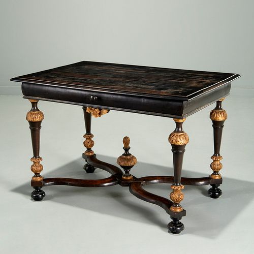 Continental Baroque style gilt ebonized table