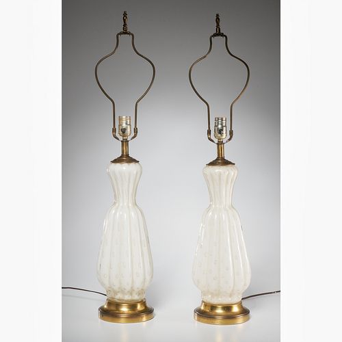 Barovier & Toso (style), pair Murano glass lamps