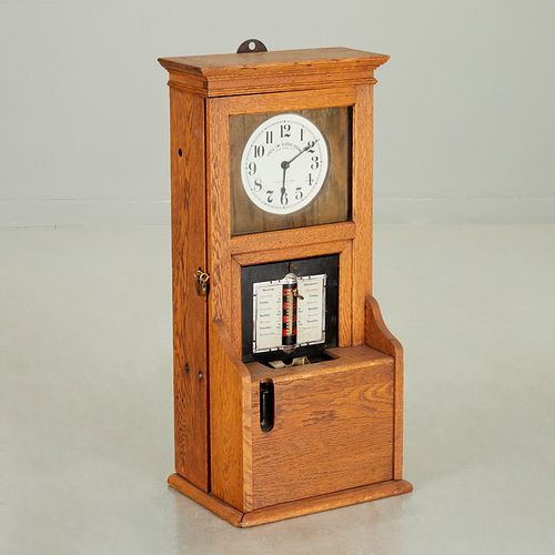 Antique oak punch / time clock
