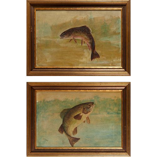 American School, pair gamefish oil paintings
