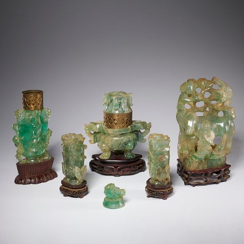Collection Chinese green quartz carvings