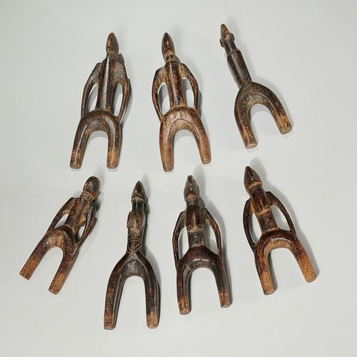 Mossi Peoples, (7) carved wood slingshots