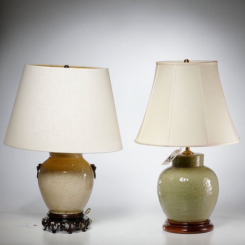 (2) antique Chinese porcelain jar lamps