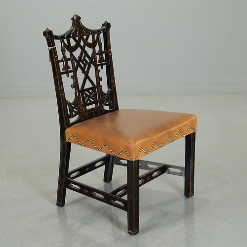 Chinese Chippendale style japanned side chair