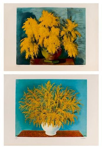 Moise Kisling, 2 Chromolithographs, "Mimosas"