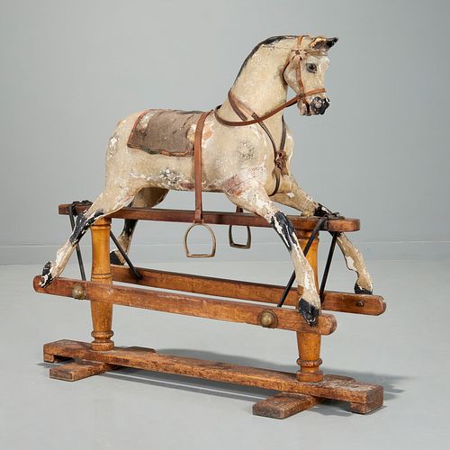Victorian painted wood rocker glider horse