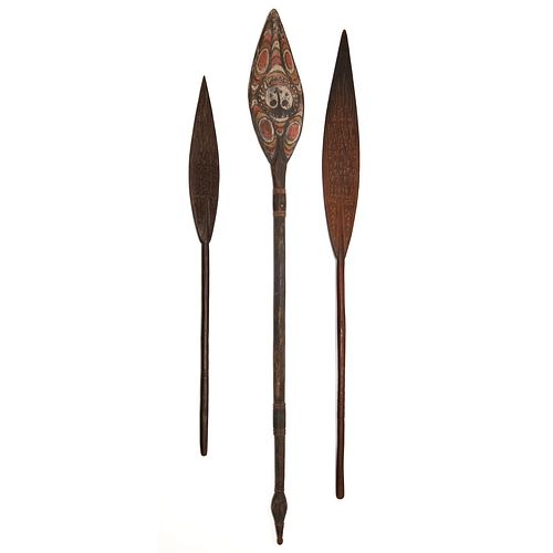 Group (3) Oceanic carved wood paddles