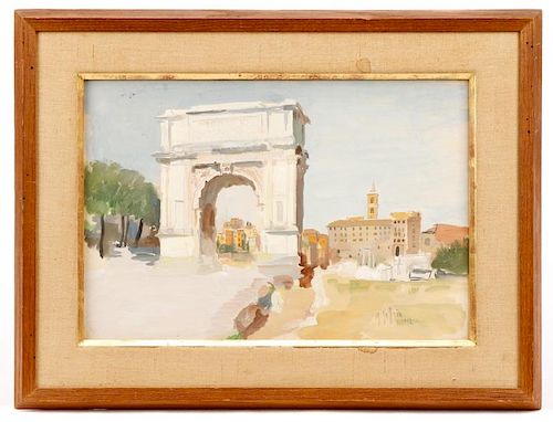 Guily Joffrin, View of Rome, Signed Watercolor