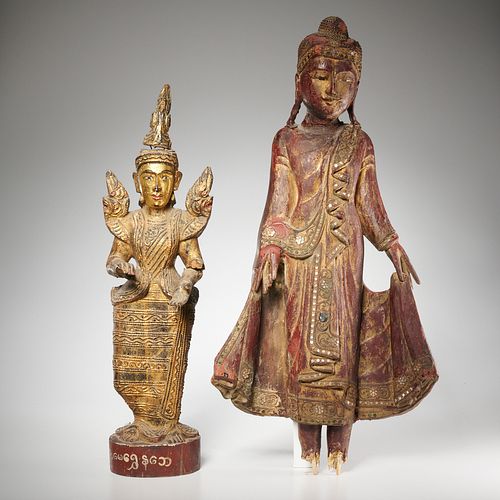 Burmese giltwood Buddha & Nat spirit protector