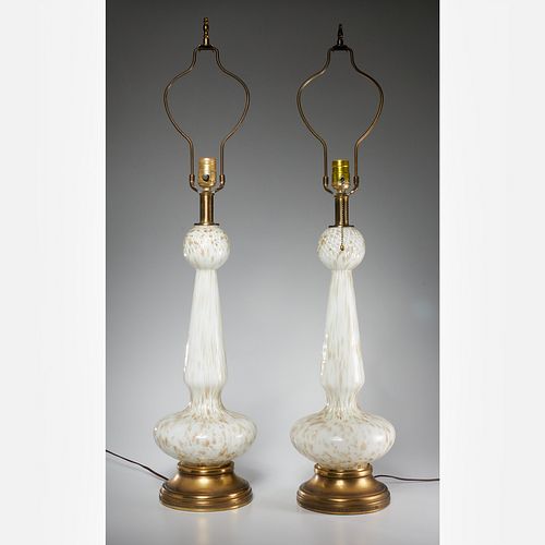Pair vintage Murano glass table lamps