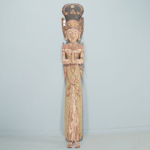 Large Southeast Asian polychromed wood figure