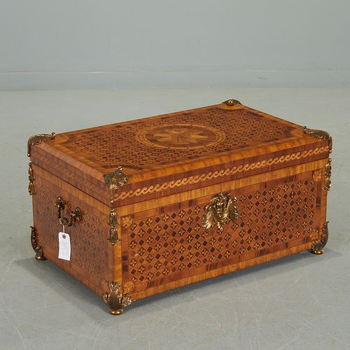 Maitland Smith parquetry inlaid trunk table