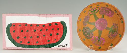 Mose Tolliver O/B Watermelon Painting & Bowl