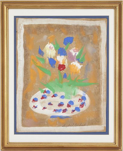 Sybil Gibson Outsider Art Still Life Painting with Flowers