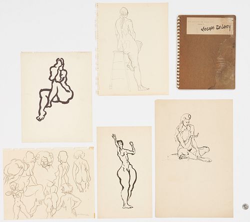 5 Joseph Delaney Sketches + Book, 6 items total