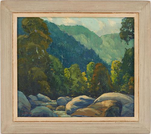 Louis E. Jones Oil Painting, Smoky Mtn. Landscape