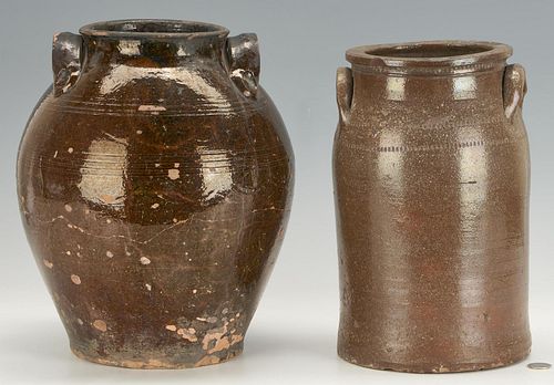 2 Pcs. East TN Pottery, incl. Earthenware & Stoneware Jars