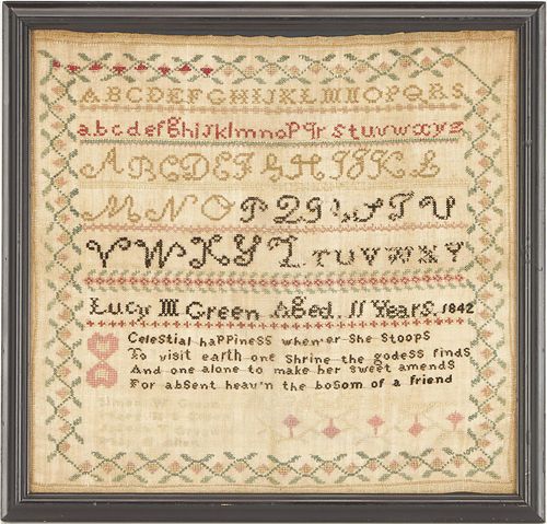 Rare West Tennessee Needlework Sampler, Lucy Macon Green