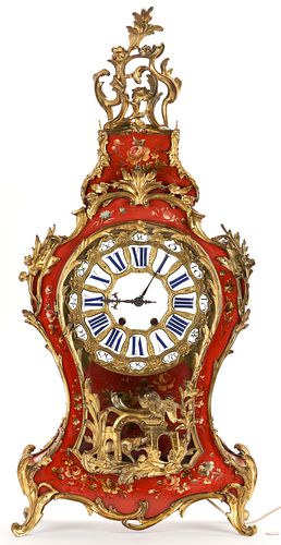 Louis XV Style Red Painted Cartel Clock