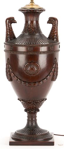 Georgian Mahogany Urn Form Knife Box, Converted to Lamp