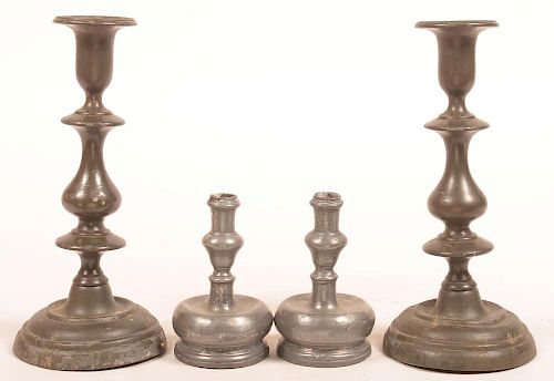 Two Pair of Pewter  Candlesticks.