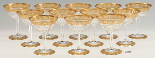 12 St. Louis Thistle Crystal Champagne Glasses, 1 of 2
