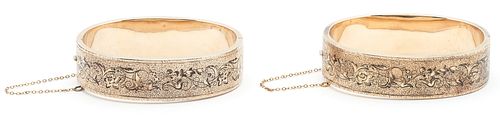 Pair 14K Gold & Enamel Victorian Bracelets