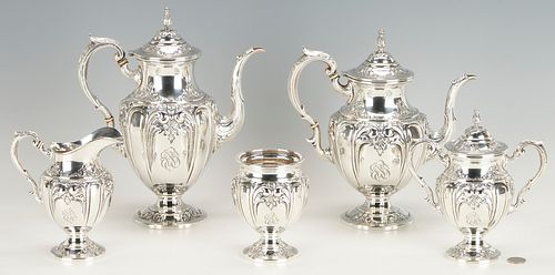 5 Pcs. Fischer Victoria Pattern Sterling Silver Tea Set