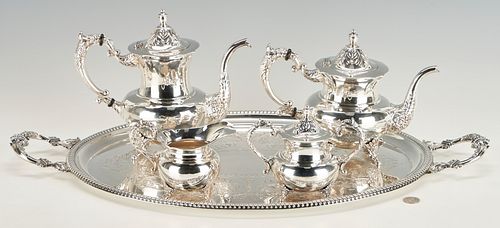 4 Pcs. Sterling Silver Tea Set plus S/P Oval Tray, 5 items