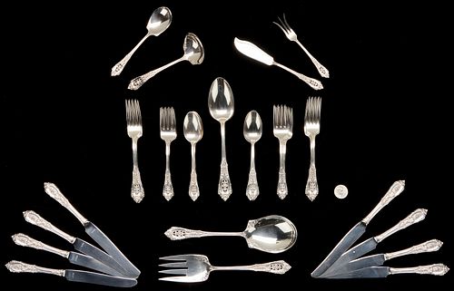 50 Pcs Wallace Rose Point Sterling Flatware