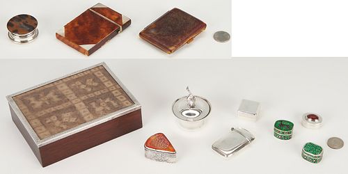 11 Decorative Boxes, Silver, Enamel, & Tortoiseshell