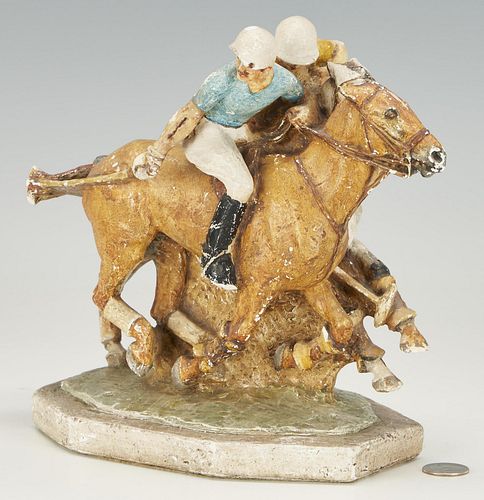 Kathleen Wheeler Crump Ceramic Equestrian Polo Sculpture