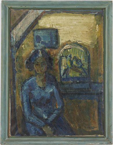 Emil Westman Painting, Lady with Birdcage