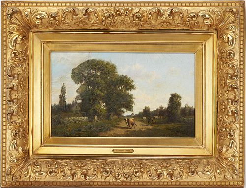 F. Eastman Jones O/C Landscape Painting with Cattle