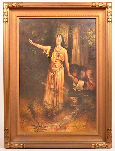 Oil on Canvas Painting Depicting Pocahontas.