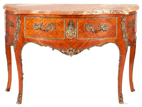 Louis XV Style Marble Top Commode w/ Secret Side Compartments