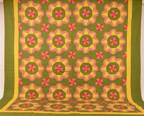 Antique Floral Pattern Patchwork Quilt.
