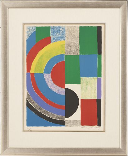 Sonia Delaunay Signed Abstract Lithograph, Rhythm in Color