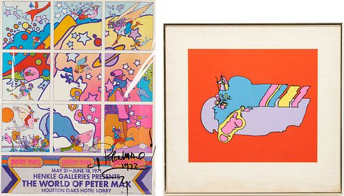 Signed Peter Max Serigraph, Remembering the Flight, & Signed Poster