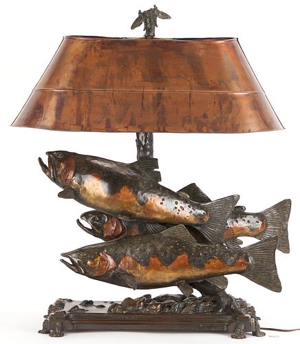 George Northup Bronze Lamp, Green Drake Day