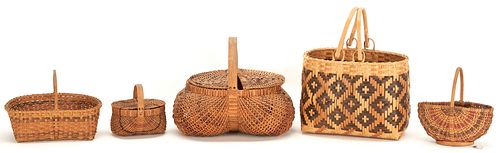 Five (5) Cherokee and Appalachian White Oak Baskets