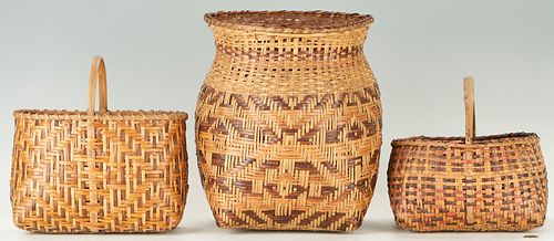 3 Native American Cherokee Rivercane Baskets