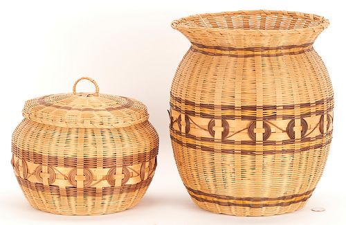 2 Native American Cherokee Baskets by Lucy George