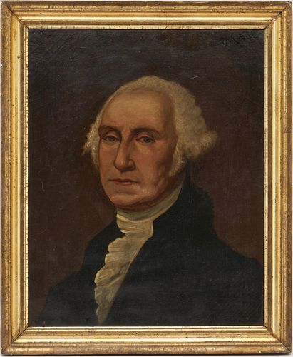 Early 20th C. Portrait of George Washington, Signed