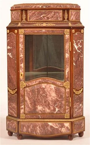 Ormula Mounted Marble Corner Curio Cabinet.