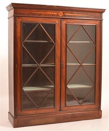 Federal Style Inlaid Two Door Bookcase.