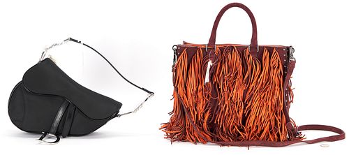 2 Designer Bags, Dior Trotter Saddlebag and Prada Fringe Nappa Medium Tote